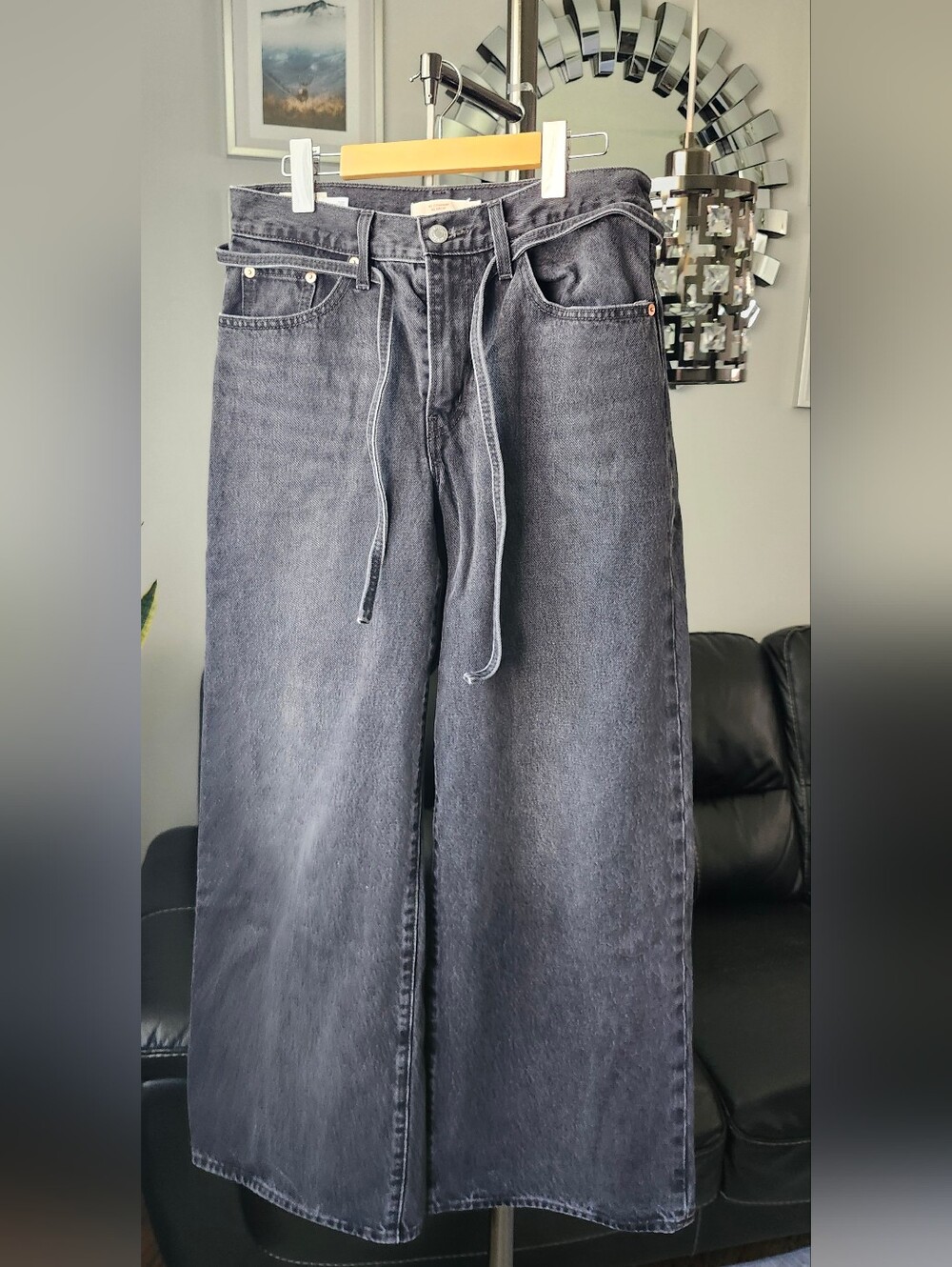 Levi's Black Washed XL STRAIGHT Jeans with Drawstring Waist